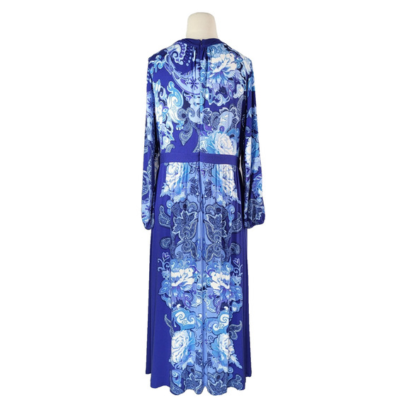 Soft Surroundings Shivani Floral Maxi Dress PL Blue Empire Waist Long Sleeve - Picture 3 of 10
